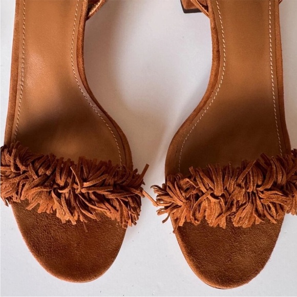 🔥 AQUAZZURA Brown Suede Wild Thing Ankle-Wrap Sandals Size 36.5 / 6.5 - Picture 5 of 16